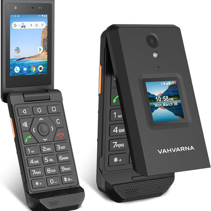 Vahvarna Arctic X1 Rugged Flip Phone - Unlocked 4G LTE, 2.8" Touchscreen, IP68 Waterproof, Android 11 (Black)
