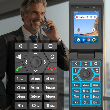 Vahvarna Arctic X1 Rugged Flip Phone - Unlocked 4G LTE, 2.8" Touchscreen, IP68 Waterproof, Android 11 (Black)